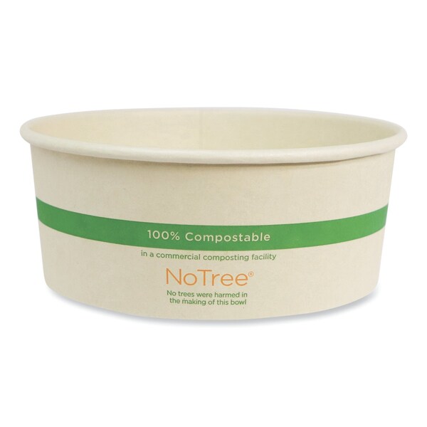 World Centric No Tree Wide Paper Bowls, 24 oz, 5.9 in. Diameter x 2.4 in. h, Natural, Sugarcane, 300PK BO-NT-24W - main